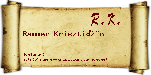 Rammer Krisztián névjegykártya