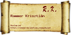 Rammer Krisztián névjegykártya